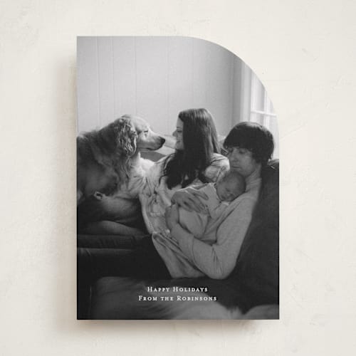 This is a snow holiday photo cards with standard by Ani Somi called minima printing on recycled smooth signature in standard