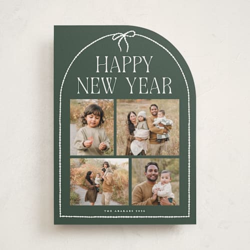 This is a forest holiday photo cards with standard by Vivian Yiwing called frame bow printing on recycled smooth signature in standard