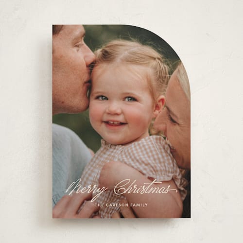This is a gilt holiday photo cards with standard by Pixel and Hank called the christmas letters printing on recycled smooth signature in standard