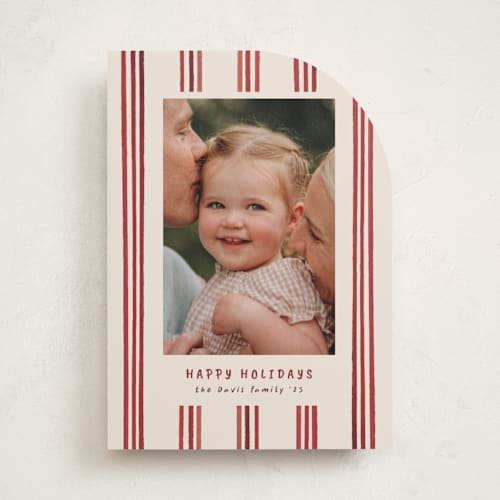 This is a berry holiday photo cards with standard by Christy Hy Lee called painted lines printing on recycled smooth signature in standard