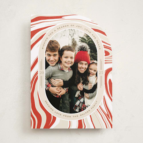This is a peppermint holiday photo cards with standard by Oscar and Emma - Karly Depew called peppermint flavor printing on recycled smooth signature in standard