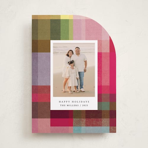 This is a candy holiday photo cards with standard by Sumak Studio called joyful check printing on recycled smooth signature in standard
