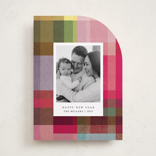 This is a candy holiday photo cards with standard by Sumak Studio called joyful check printing on recycled smooth signature in standard