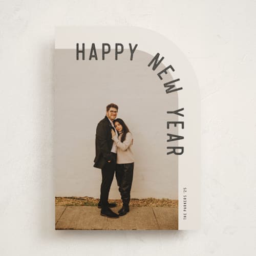This is a eggnog holiday photo cards with standard by Brianne Larsen called curve printing on recycled smooth signature in standard