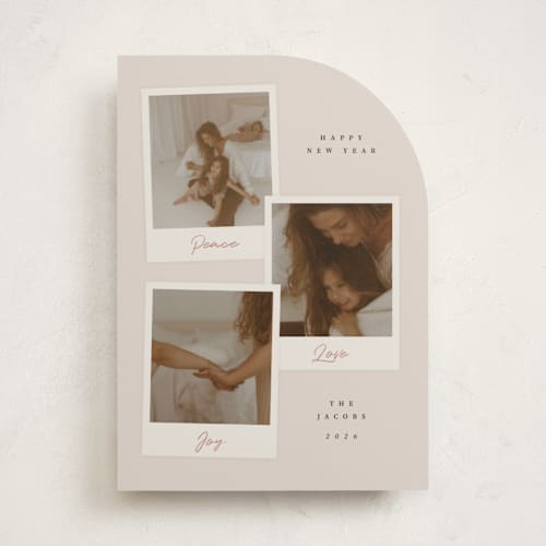 This is a cookie dough holiday photo cards with standard by Adelyn T. called snapshot trio printing on recycled smooth signature in standard