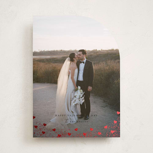 This is a ink foil stamped valentine cards with foil pressed by Ashlee Townsend called heart surround printing on recycled smooth signature in standard