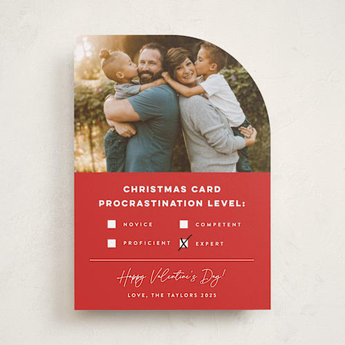 This is a poinsettia valentines day with standard by Erica Krystek called procrastination expert printing on recycled smooth signature in standard