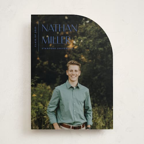 This is a midnight graduation announcements with standard by Anupama called editorial modern printing on recycled smooth signature in standard