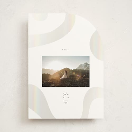 This is a smokey sage gloss press holiday cards with gloss press by Ana Sharpe called shimmer geo printing on signature in standard