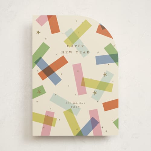 This is a candy non photo holiday cards with standard by Ellen Schlegelmilch called confetti strips printing on signature in standard