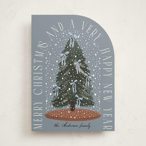 This is a sky non photo holiday cards with standard by Maja Cunningham called snowglobe printing on signature in standard