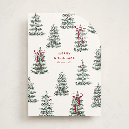 This is a snow non photo holiday cards with standard by Angela Garrick called festive forest printing on signature in standard