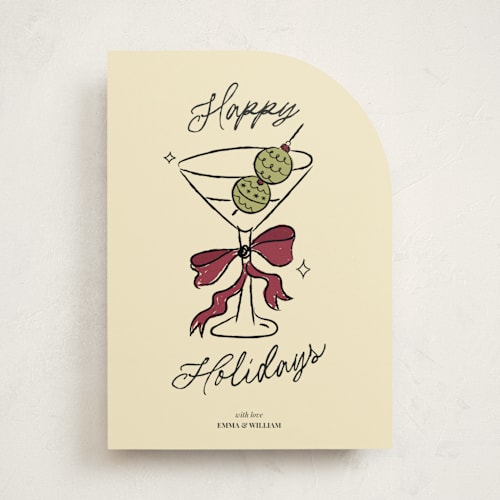 This is a holly berry non photo holiday cards with standard by Helena Vitto called cin cin! printing on signature in standard