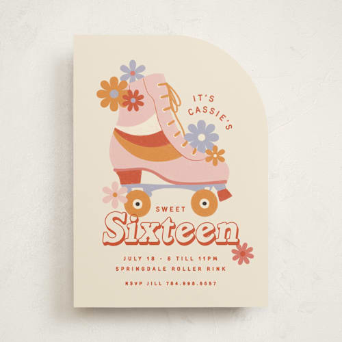 This is a blush sweet sixteen birthday party invitations with standard by Kiersten Garner called sweet rollin' printing on signature in standard