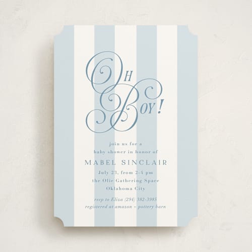 This is a bluebonnet baby shower invitations with standard by Laura Hankins called oh boy! printing on signature in standard