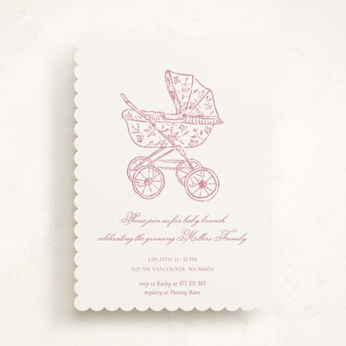 This is a preppy baby shower invitations with standard by Huefete called baby pram printing on signature in standard