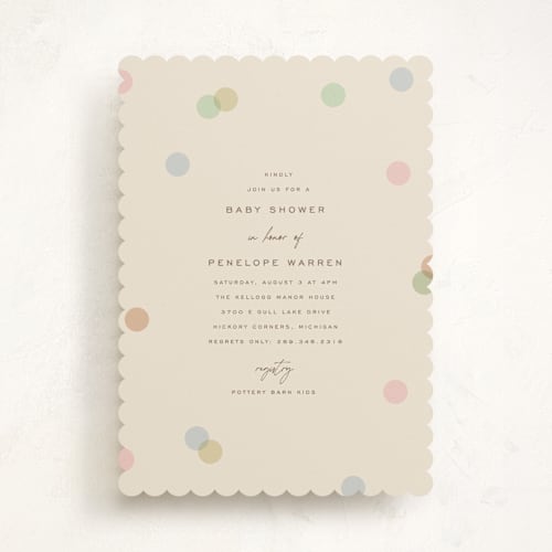 This is a wildflower baby shower invitations with standard by Pixel and Hank called polka pop printing on signature in standard