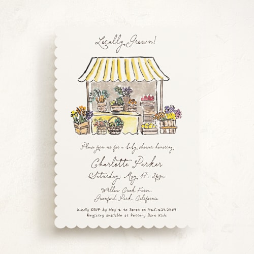This is a lemon baby shower invitations with standard by Cass Loh called fresh from the garden printing on signature in standard