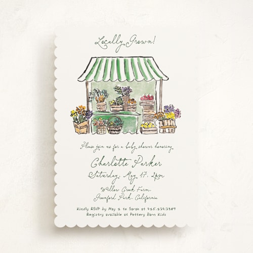 This is a sage baby shower invitations with standard by Cass Loh called fresh from the garden printing on signature in standard