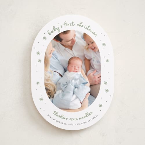 This is a sage babys first christmas with standard by Lissabeth Anglin called baby's first printing on recycled smooth signature in standard