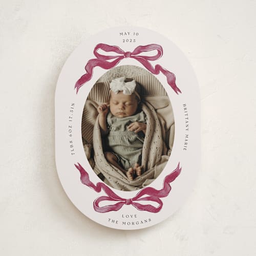 This is a berry birth announcements with standard by Pati Cascino called gibson printing on smooth signature in standard