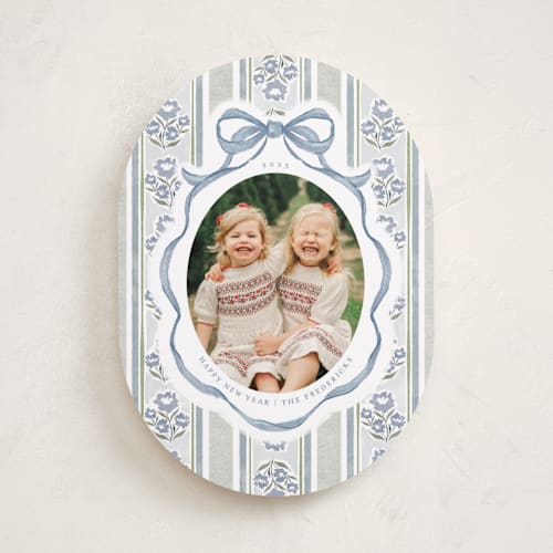 This is a blueberry photo christmas cards with standard by Jackie Crawford called wildflower holiday ribbon printing on recycled smooth signature in standard