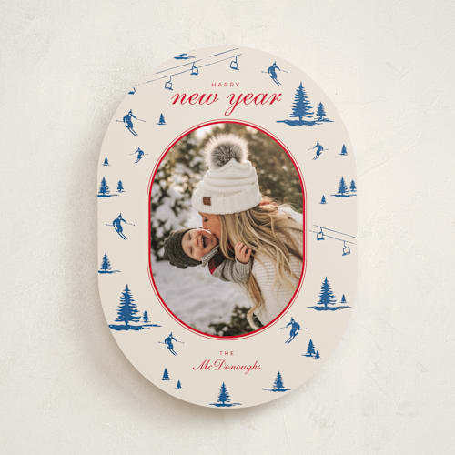 This is a blue jay photo christmas cards with standard by Jen Ramsey called ski time printing on recycled smooth signature in standard