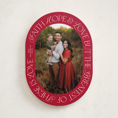 This is a candied apple photo christmas cards with standard by Beth Schneider called greatest love printing on recycled smooth signature in standard