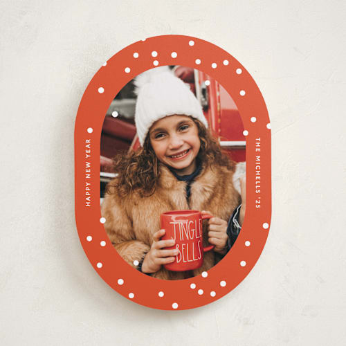 This is a santa photo christmas cards with standard by Sumak Studio called snowy dots printing on recycled smooth signature in standard