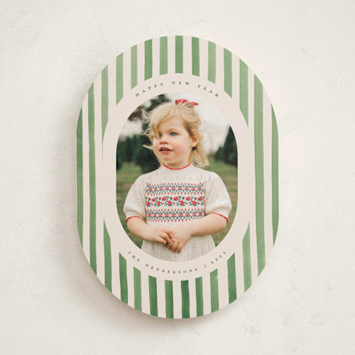 This is a evergreen photo christmas cards with standard by Teju Reval called vintage stripes printing on recycled smooth signature in standard