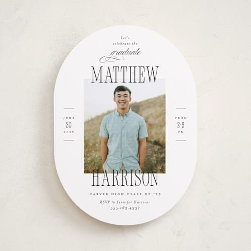 This is a tuxedo graduation invitations with standard by Pink House Press called posh party printing on recycled smooth signature in standard