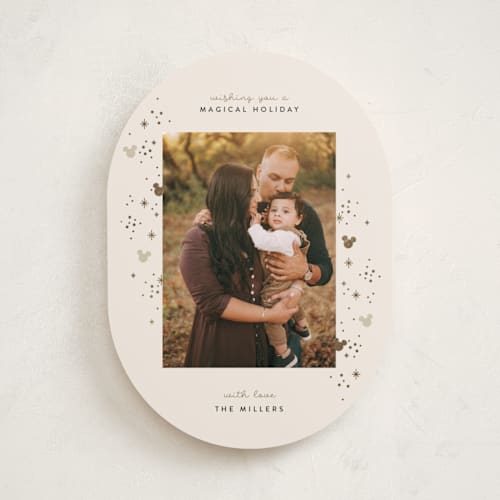 This is a sparkle foil pressed holiday cards with foil pressed by Pixel and Hank called disney mickey sparkle printing on recycled smooth signature in standard