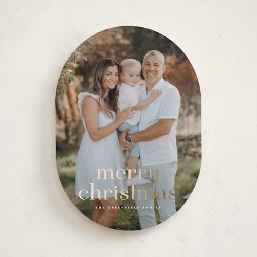 This is a blizzard foil pressed holiday cards with foil pressed by Wildfield Paper Co called quartz printing on recycled smooth signature in standard