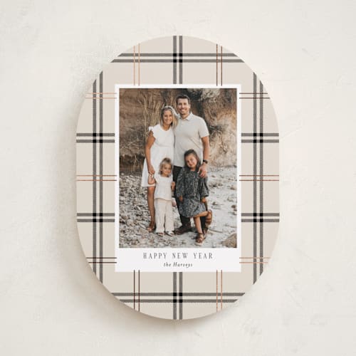 This is a vanilla foil pressed holiday cards with foil pressed by Cindy Reynolds called window pane printing on recycled smooth signature in standard