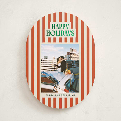 This is a mistletoe foil pressed holiday cards with foil pressed by Ekko Studio called bold & bright printing on recycled smooth signature in standard