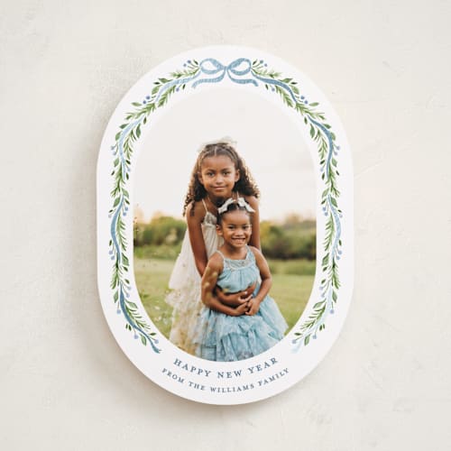 This is a powder foil pressed holiday cards with foil pressed by Sarah Knight called frosted printing on recycled smooth signature in standard