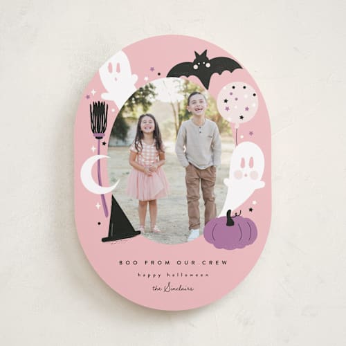 This is a candy halloween party invitations cards by Corinne Malesic called little boo printing on recycled smooth signature in standard