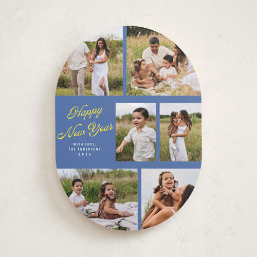 This is a blue jay new year photo cards with standard by Cass Loh called playful pop printing on recycled smooth signature in standard