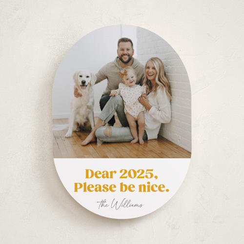 This is a snow new year photo cards with standard by Robert and Stella called pretty please printing on recycled smooth signature in standard