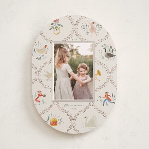 This is a ivory holiday photo cards with standard by Hannah Williams called twelfth day of christmas printing on recycled smooth signature in standard