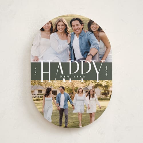 This is a pine holiday photo cards with standard by Brianne Larsen called big merry printing on recycled smooth signature in standard