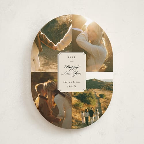 This is a eggnog holiday photo cards with standard by Ashley Iwafuchi called vintage wishes printing on recycled smooth signature in standard