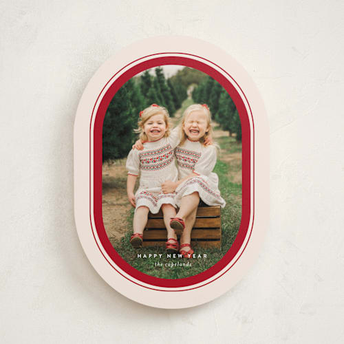 This is a holly berry holiday photo cards with standard by Jessica Williams called ellipse printing on recycled smooth signature in standard