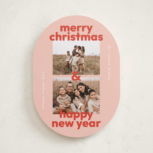 This is a candy cane holiday photo cards with standard by Lisa McLean called bold stack printing on recycled smooth signature in standard