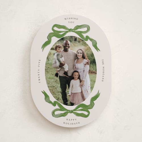 This is a pine holiday photo cards with standard by Pati Cascino called gibson printing on recycled smooth signature in standard