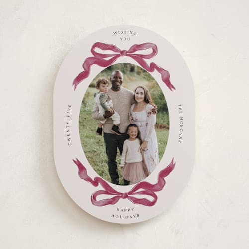 This is a berry holiday photo cards with standard by Pati Cascino called gibson printing on recycled smooth signature in standard
