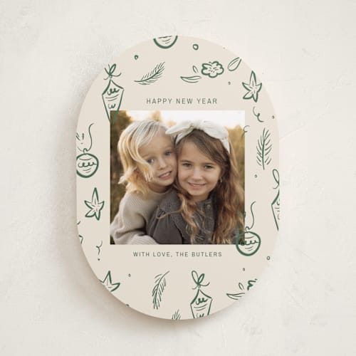 This is a pine holiday photo cards with standard by Ani Somi called happy little holidays printing on recycled smooth signature in standard