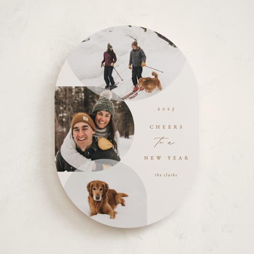 This is a gingerbread holiday photo cards with standard by Brianne Larsen called round overlap printing on recycled smooth signature in standard