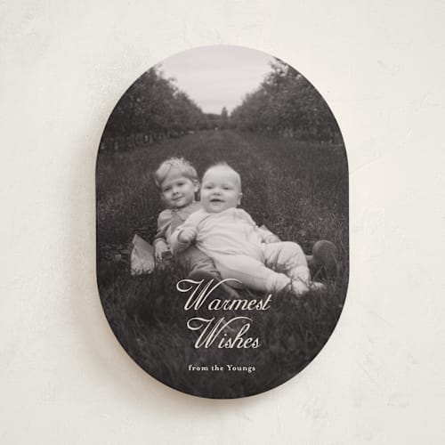 This is a vanilla holiday photo cards with standard by Ani Somi called warm winter wishes printing on recycled smooth signature in standard