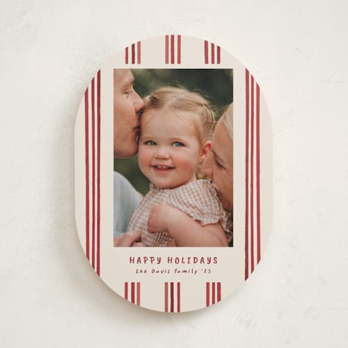 This is a berry holiday photo cards with standard by Christy Hy Lee called painted lines printing on recycled smooth signature in standard